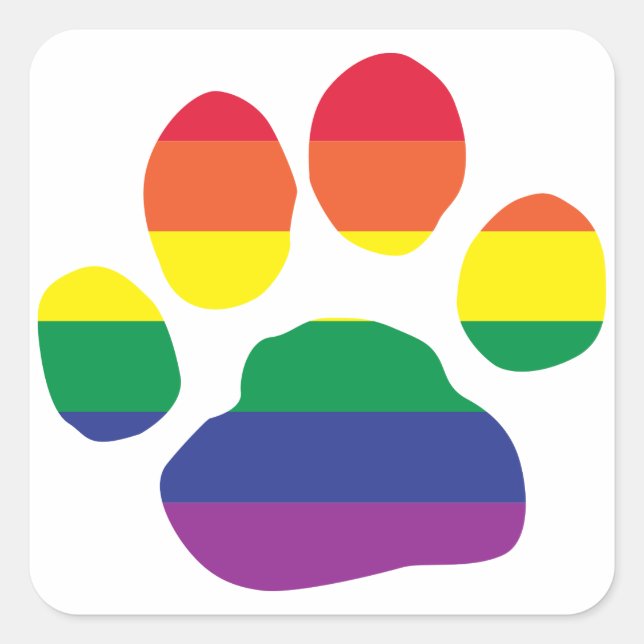 Sticker Carré Gay-Pride-Paw-Print (Devant)