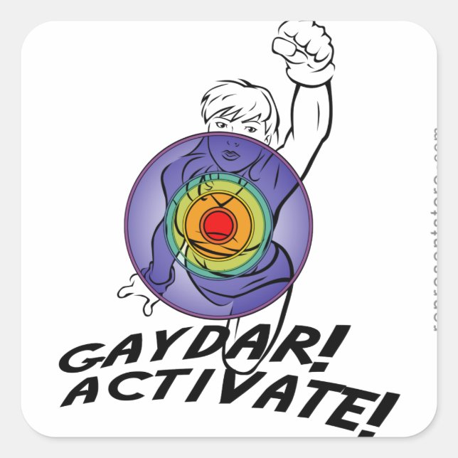 Sticker Carré Gaydar ! Activez ! Rainbow Lesbian (Devant)