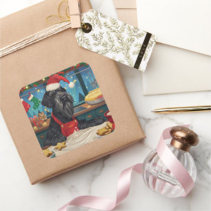 Sticker Carré Géant Schnauzer Gourmande : Noël Festif