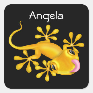 Sticker Carré Gecko Jaune