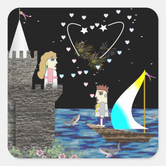 Sticker Carré Geek Love Old Game School Custom (Devant)