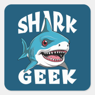 Sticker Carré Geek requin - Conception sympa pour les amateurs d