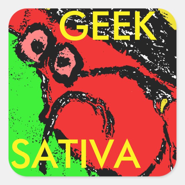 STICKER CARRÉ GEEK SATIVA (Devant)
