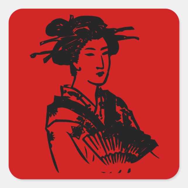 Sticker Carré Geisha (Devant)
