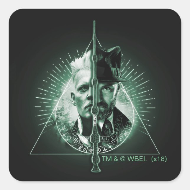 Sticker Carré GELLERT GRINDELWALD™ contre Dumbledore (Devant)