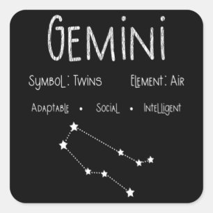 Sticker Carré Gemini Horoscope Astrologie Étoile Signal Annivers