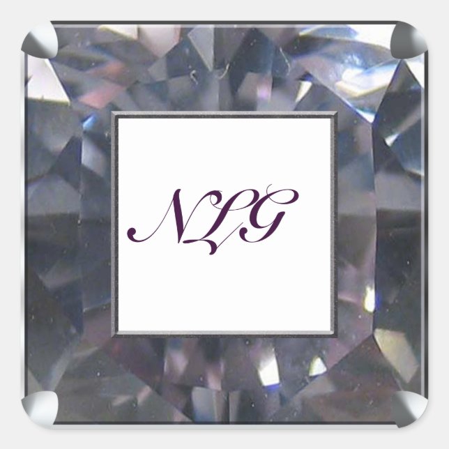 Sticker Carré Gemme Violette Monogramme (Devant)