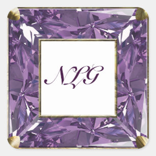 Sticker Carré Gemme Violette Monogramme