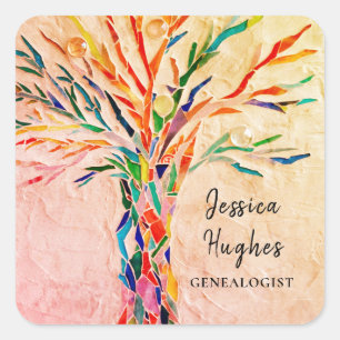 Sticker Carré Genealogist arbre généalogique Beige