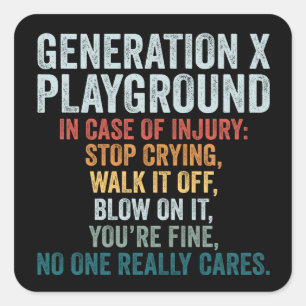 Sticker Carré Génération amusante X Playground Vintage Retro