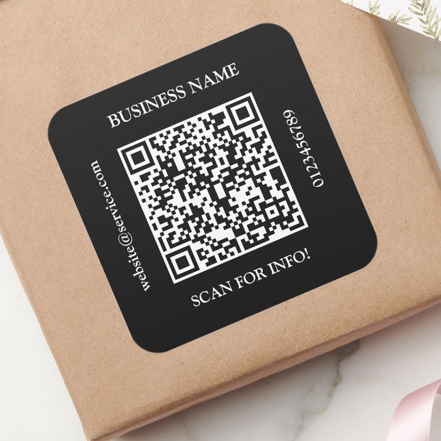 Sticker Carré Générer un code QR Nom de l'entreprise Site Web Pr (Créateur téléchargé)