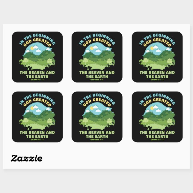 Sticker Carré Genèse 1:1 Au Début, DIEU Créé - Foi (Feuille)