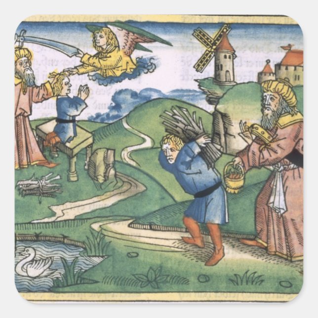 Sticker Carré Genèse 21 1-14 Offre d'Abraham à Isaac, en (Devant)