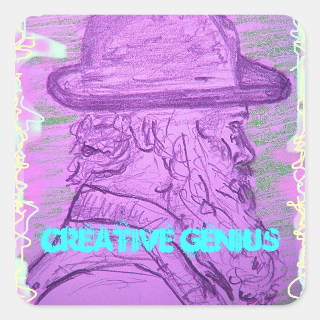 Sticker Carré Génie créatif (Devant)