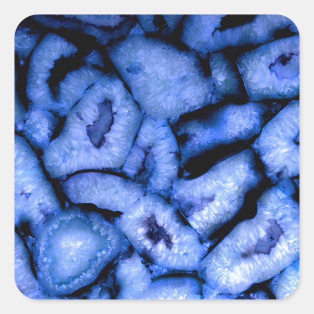 Sticker Carré Géodes Agate Quartz Bleu (Devant)
