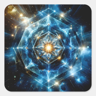 Sticker Carré Géométrie cosmique mandala étoile univers abstrait