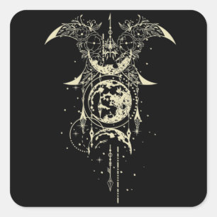 Sticker Carré Géométrie sacrée Lune mystique