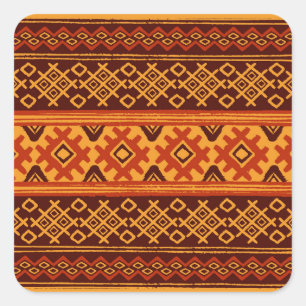 Sticker Carré Géométrique ethnique, motif folklorique traditionn