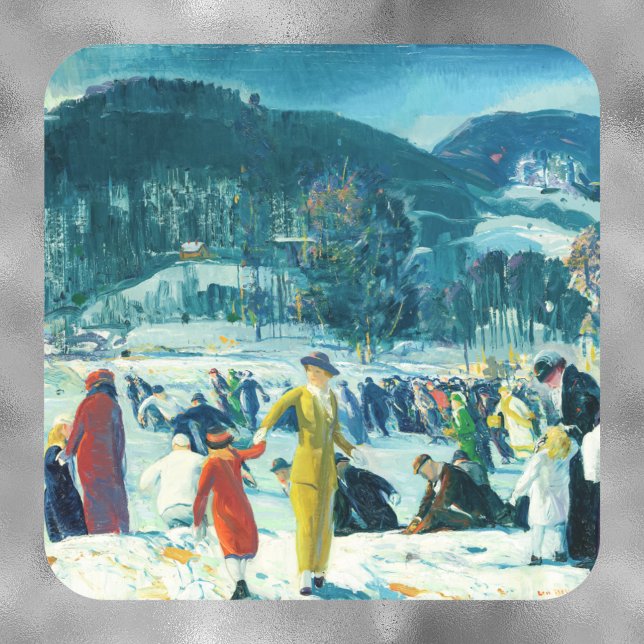 Sticker Carré George Wesley Bellows -Amour de l'hiver- Noël (Créateur téléchargé)