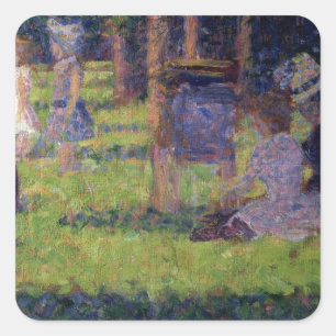 Sticker Carré Georges Pierre Seurat Etudier pour 'A Sunday Aft