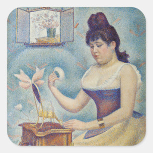 Sticker Carré Georges Seurat - Jeune femme se poudrant