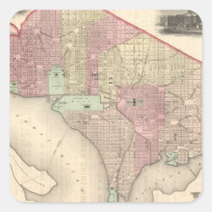 Sticker Carré Georgetown et la ville de Washington