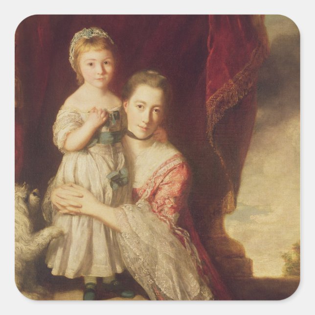 Sticker Carré Georgiana, comtesse Spencer avec dame (Devant)