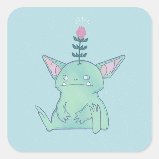 Sticker Carré Gérald le Gobelin | Créature Fantastique Mignonne  (Devant)
