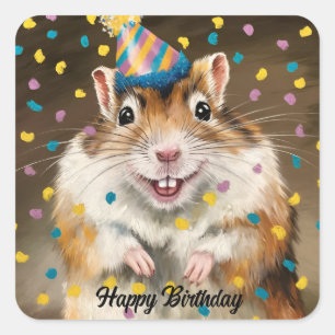 Sticker Carré Gerbil confetti mongol