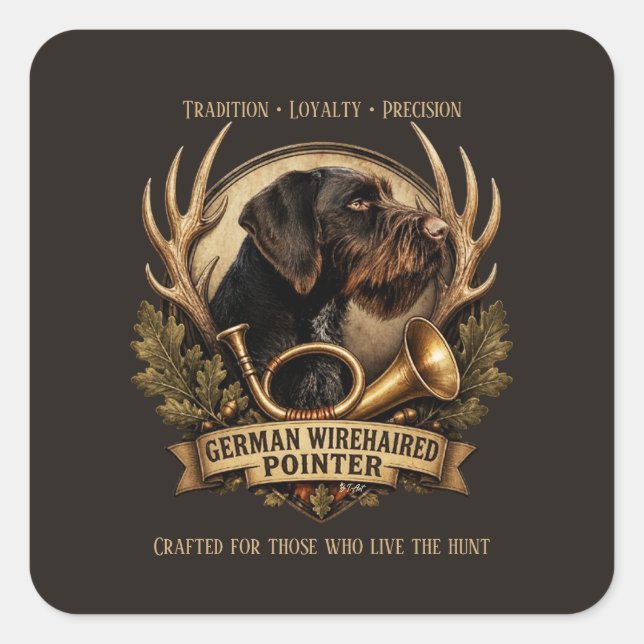 Sticker Carré German Wirehaired Pointer (Devant)