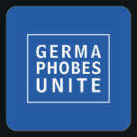 Sticker Carré Germaphobes Unite Funny Citation<br><div class="desc">Un sceau ou un autocollant d'enveloppe cool à utiliser sur le courrier, les cadeaux, l'école ou les fournitures de travail, ce design a un texte simple et moderne "Germaphobes Unite". Il fait une déclaration de solidarité avec d'autres qui sont particuliers à la propreté et à l'aversion des germes. Ce design...</div>