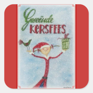 Sticker Carré Geseende Kersfees