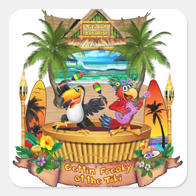 STICKER CARRÉ GETTIN' FREAKY AU TIKI (Devant)