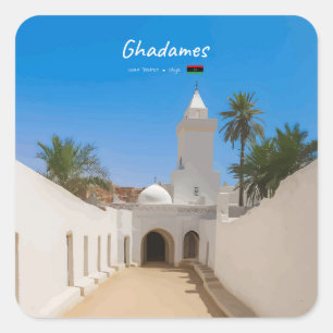 Sticker Carré Ghadames, Libye - Mosquée Blanche