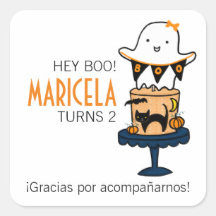 Sticker Carré Ghost on Halloween Cake