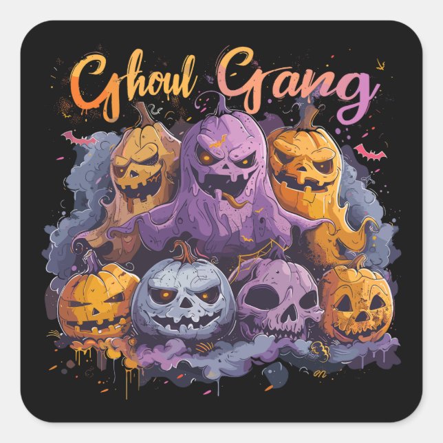 Sticker Carré Ghoul Gang  | ExDesigner | Halloween (Devant)