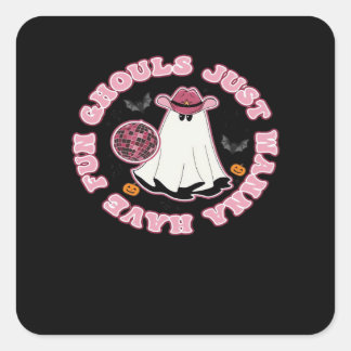 Sticker Carré Ghouls veut juste s'amuser (Hallowee de style occi