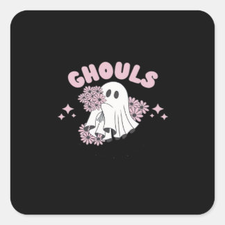 Sticker Carré Ghouls veut juste s'amuser Halloween Art Basic Sty