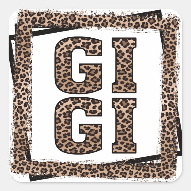 Sticker Carré Gigi Leopard Cheetah Cadeaux Frame pour grand-mère (Devant)