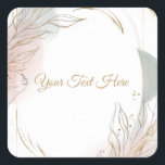 Sticker Carré Gilded Gold Sage & Blush Botanical Wedding<br><div class="desc">Matching items available.</div>