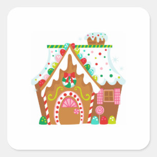 STICKER CARRÉ GINGERBREAD MAISON