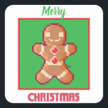 Sticker Carré GingerBread Man, Merry Christmas pixel art<br><div class="desc">Ginger Bread Man,  Merry Christmas pixelart,  ZuujeArt by GH</div>