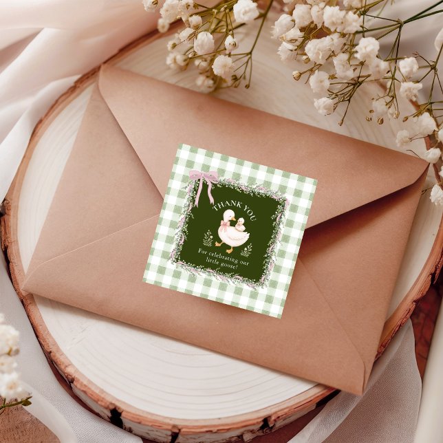Sticker Carré Gingham Silly Goose Maman & Bébé Merci (Créateur téléchargé)