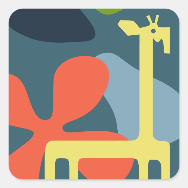Sticker Carré girafe abstrait pour enfants (Devant)