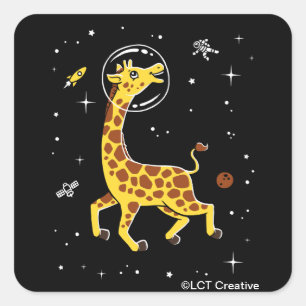 Sticker Carré Girafe Animaux Dans L'Espace