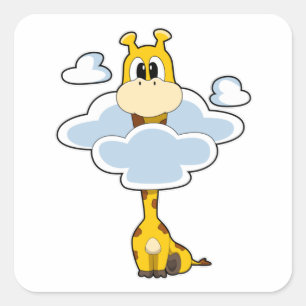 Sticker Carré Girafe aux nuages