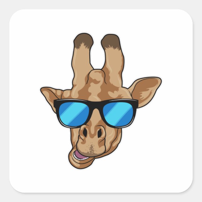 Sticker Carré Girafe avec lunettes de soleil (Devant)