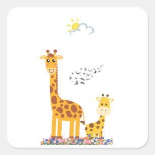 Sticker Carré girafe dans la nature