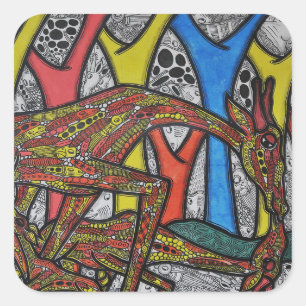 Sticker Carré Girafe de mère