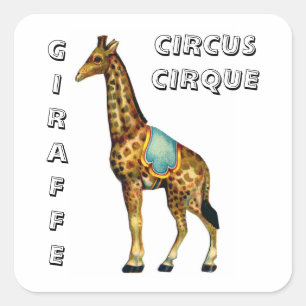 Sticker Carré girafe du cirque vintage